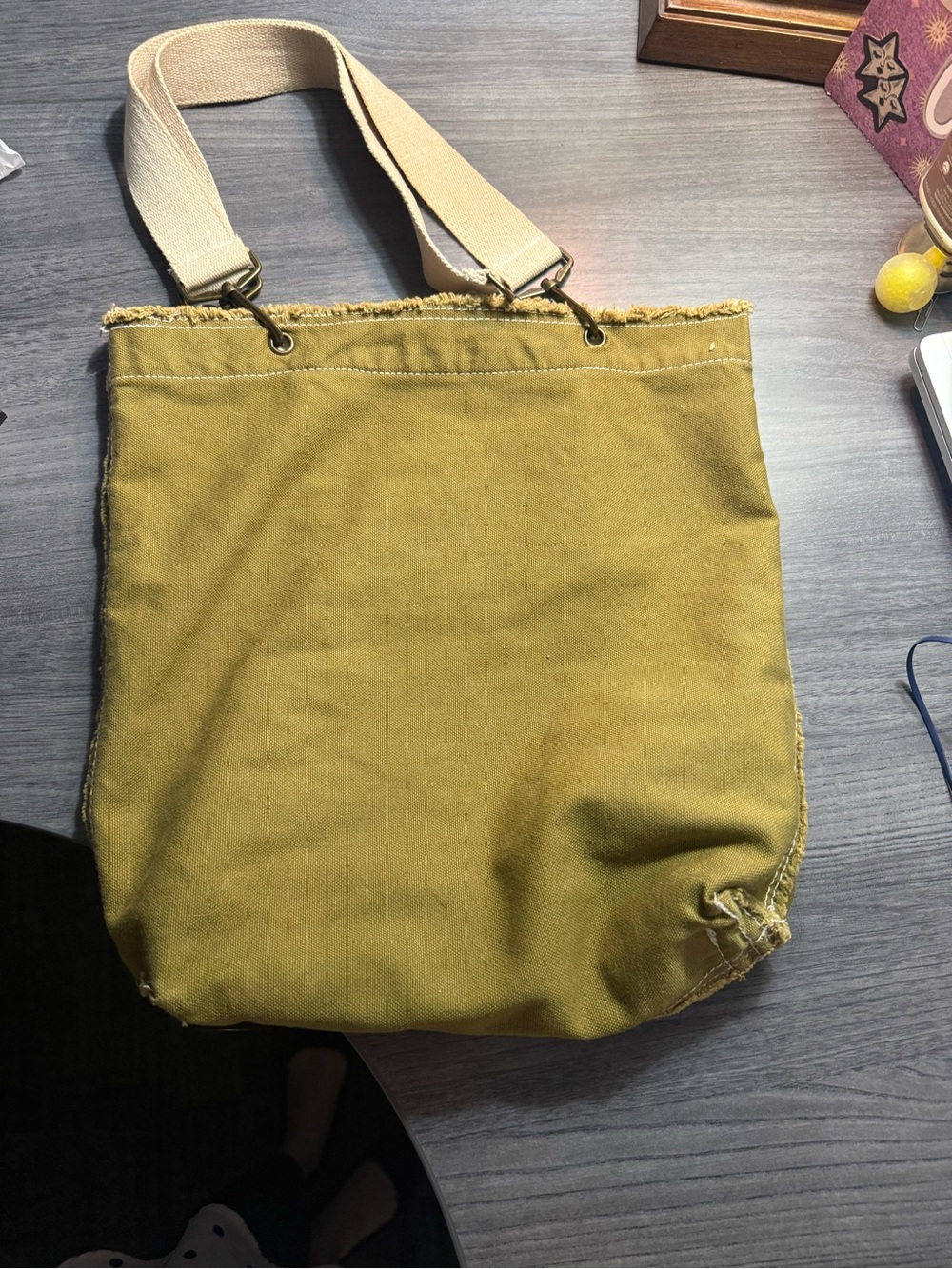 Olive Canvas Tote Bag - Picture 2 of 5